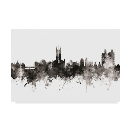 Michael Tompsett 'Stoke-On-Trent England Skyline Black White' Canvas Art,12x19